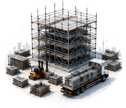 Construction equipment operations — scaffolding, yard and fleet run from one ERP